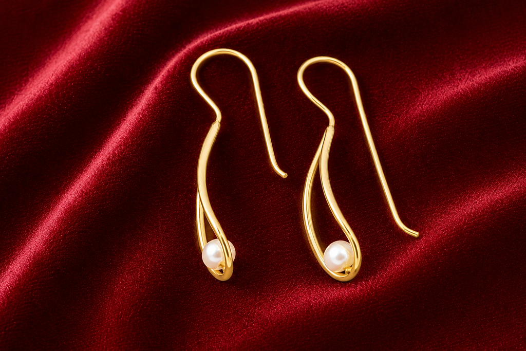 18K Gold Plated,waterfresh Pearl Drop Earrings