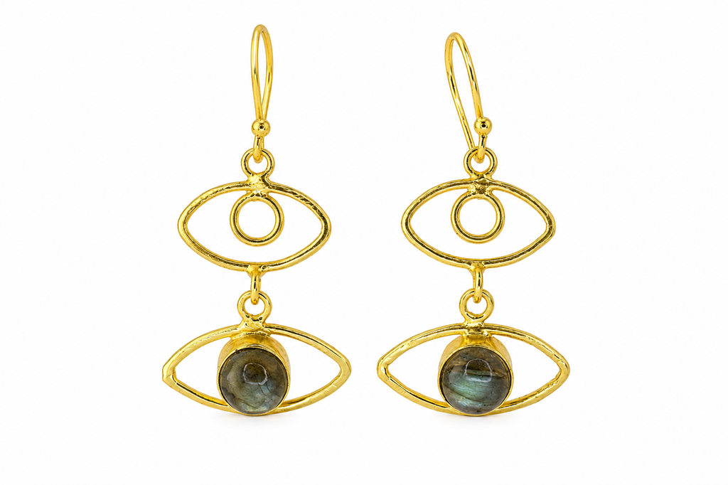 18K Gold Plated Evil Eye Gold-Tone Dangle Earrings