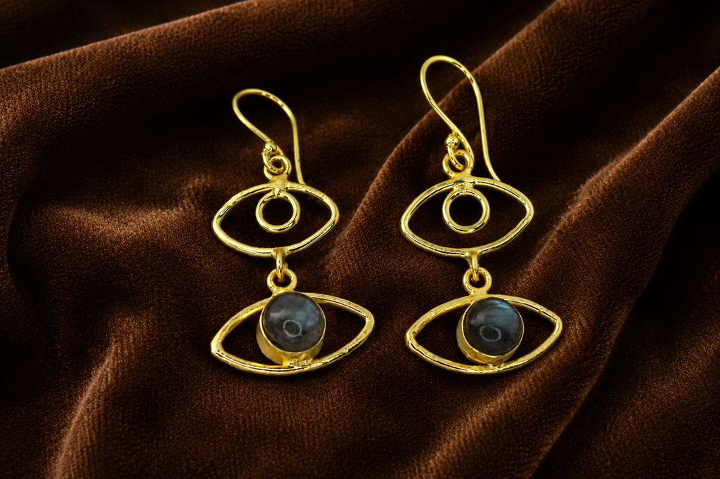18K Gold Plated Evil Eye Gold-Tone Dangle Earrings