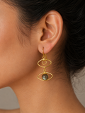18K Gold Plated Evil Eye natural stone Dangle Earrings