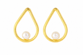 18K Gold Plated Pearl Teardrop Stud Earrings