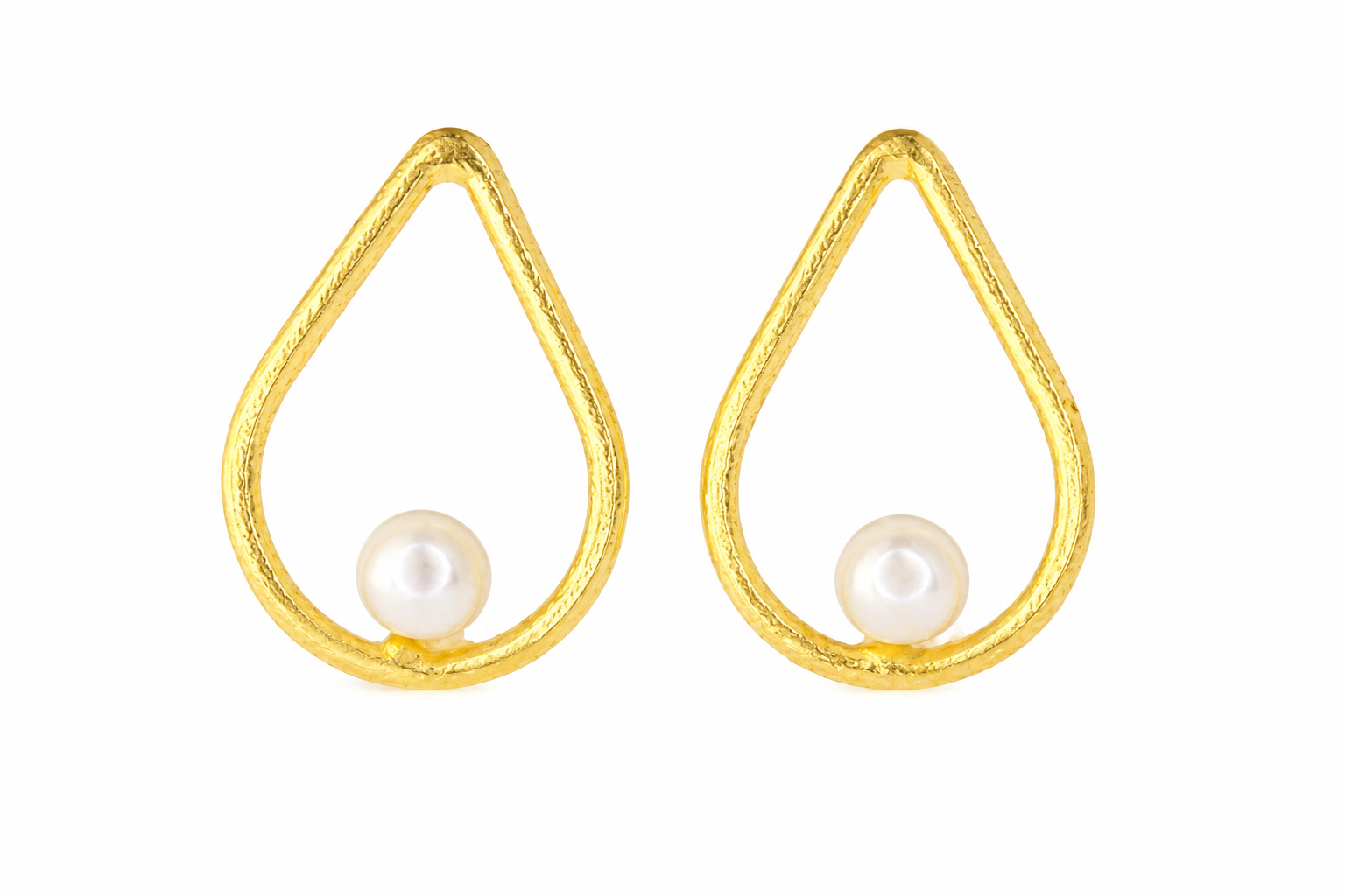 18K Gold Plated Pearl Teardrop Stud Earrings