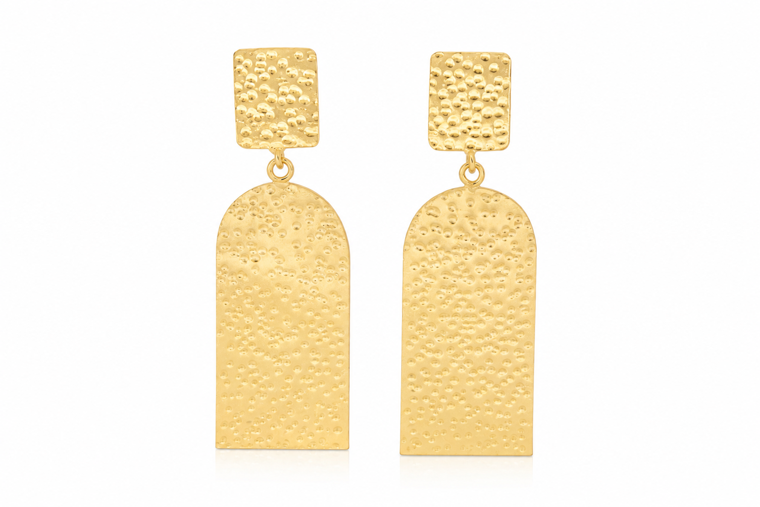18K Gold Plated Hammered Geometric Dangle Earrings
