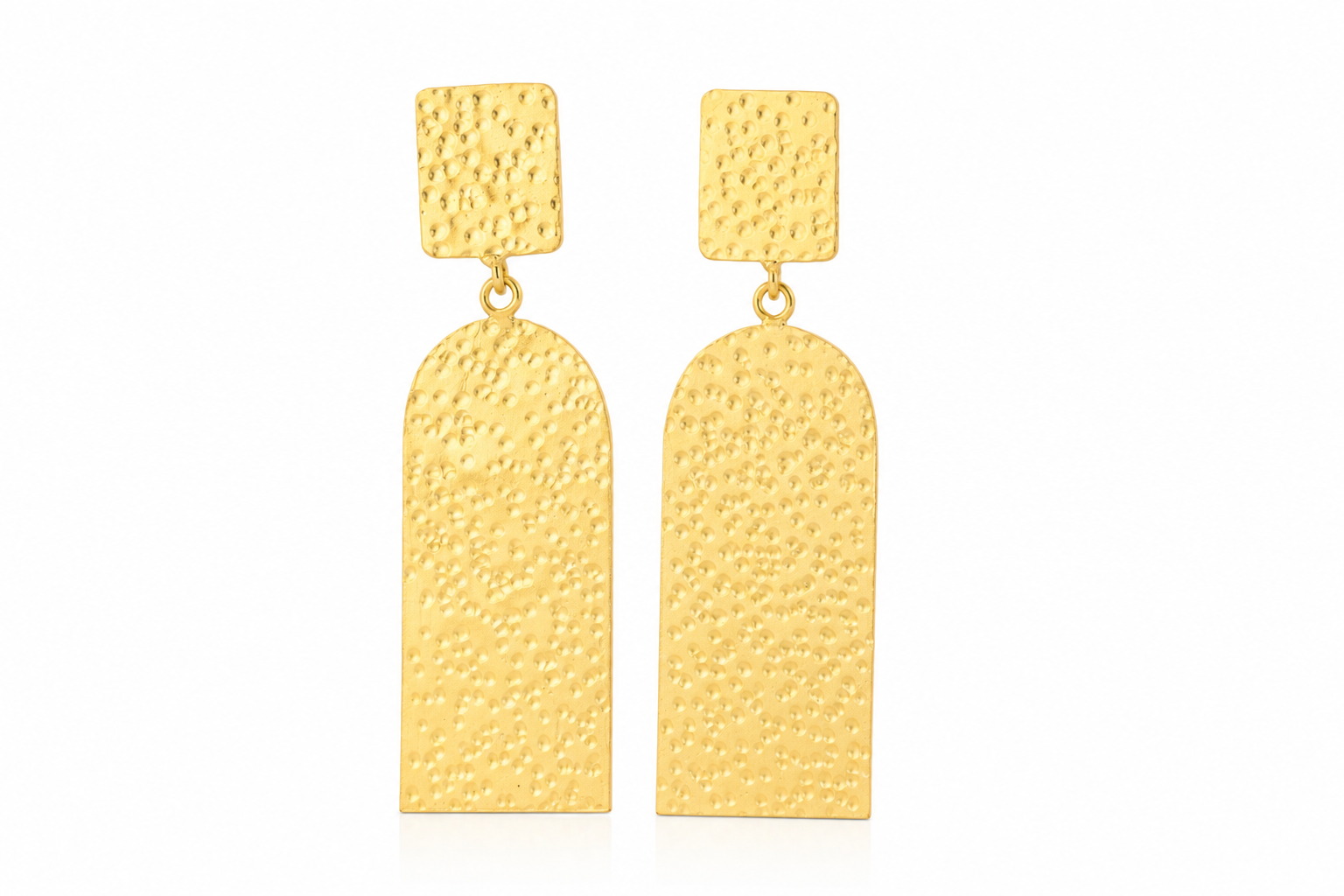 18K Gold Plated Hammered Geometric Dangle Earrings