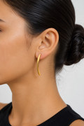 18K Gold Plated Minimalist Curved Bar Stud Earrings