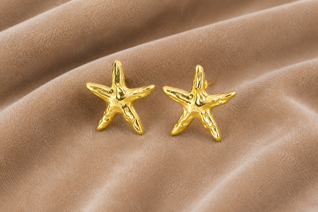 18K Gold Plated Starfish Stud Earrings