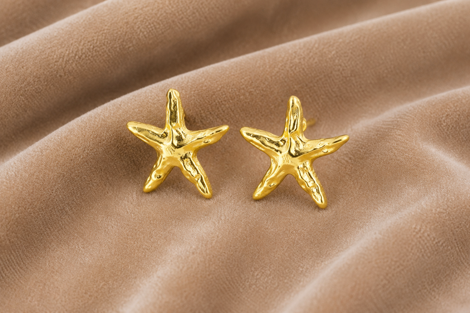 18K Gold Plated Starfish Stud Earrings