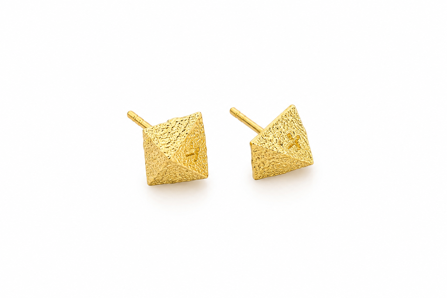 18K gold plated Geometric Pyramid Stud Earrings