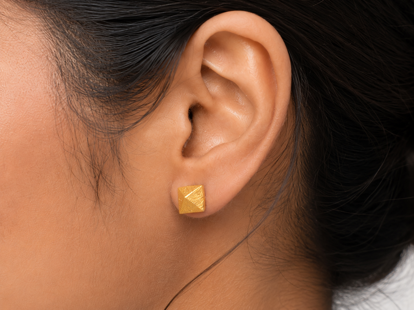 18K gold plated Geometric Pyramid Stud Earrings