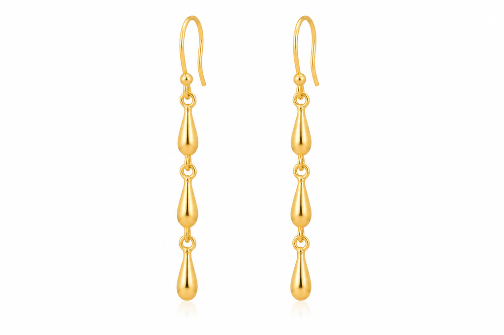 18K Gold-Plated Triple Teardrop Dangle Earrings