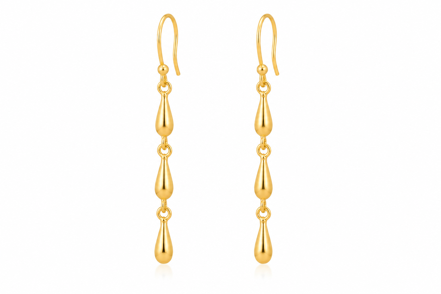 18K Gold-Plated Triple Teardrop Dangle Earrings