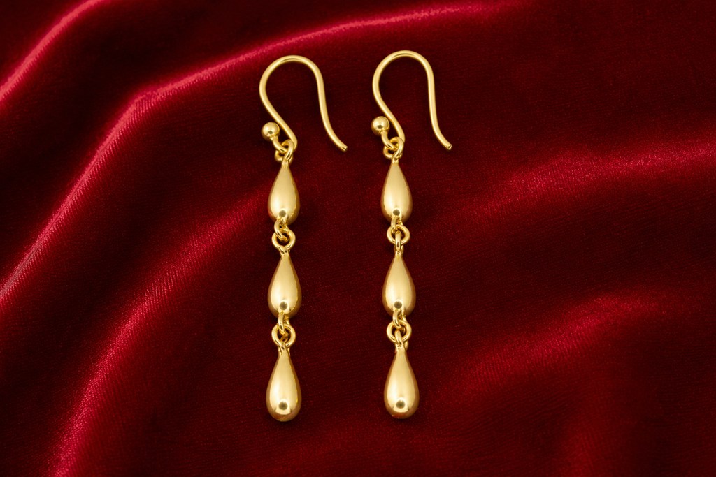 18K Gold-Plated Triple Teardrop Dangle Earrings