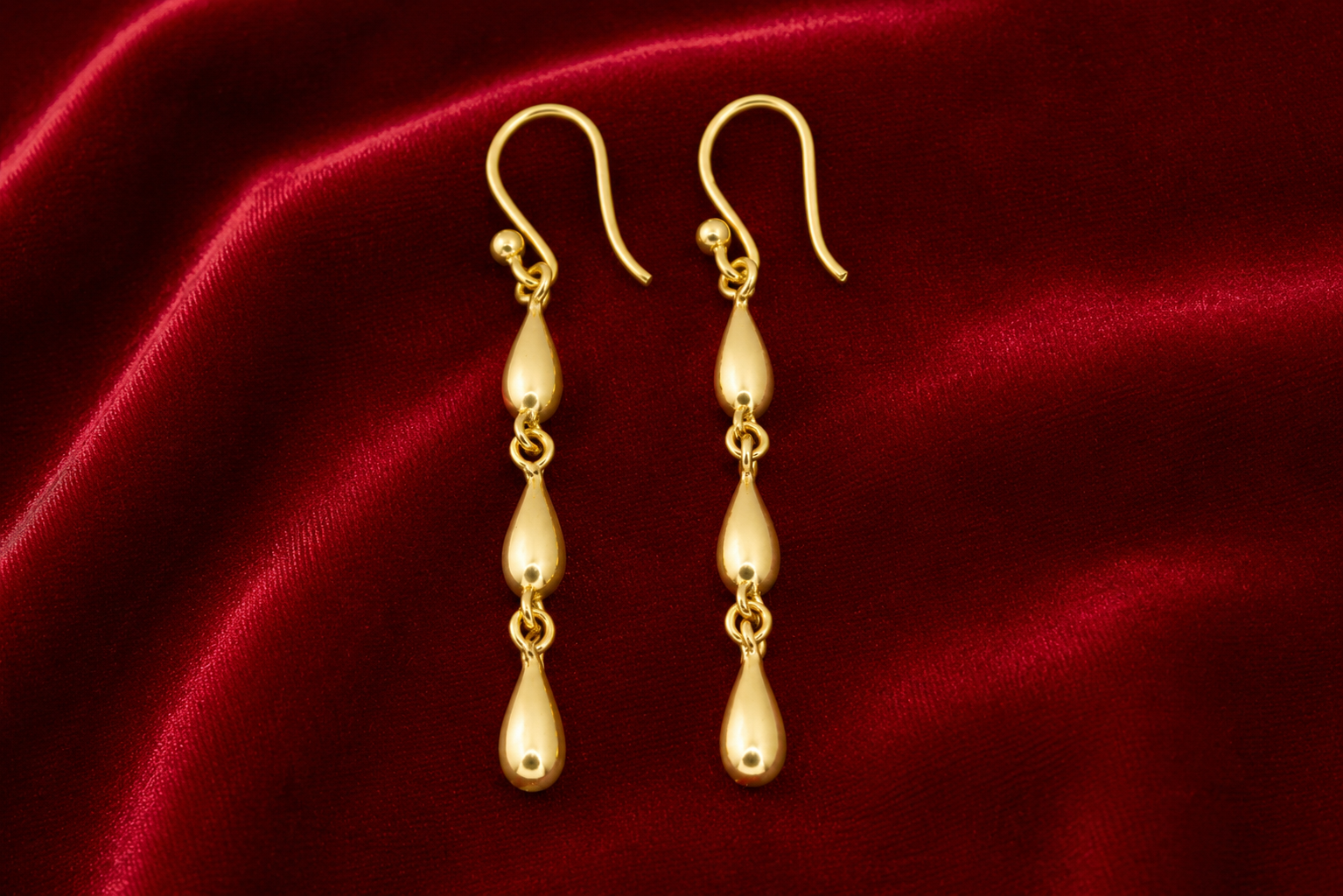18K Gold-Plated Triple Teardrop Dangle Earrings