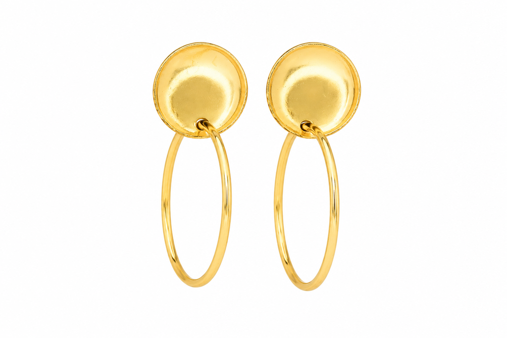 18K Gold Plated Minimalist Circle Drop Earrings