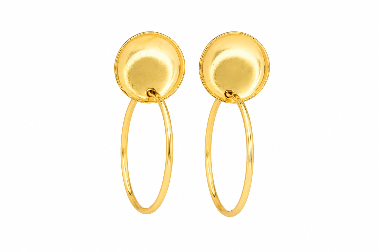 18K Gold Plated Minimalist Circle Drop Earrings