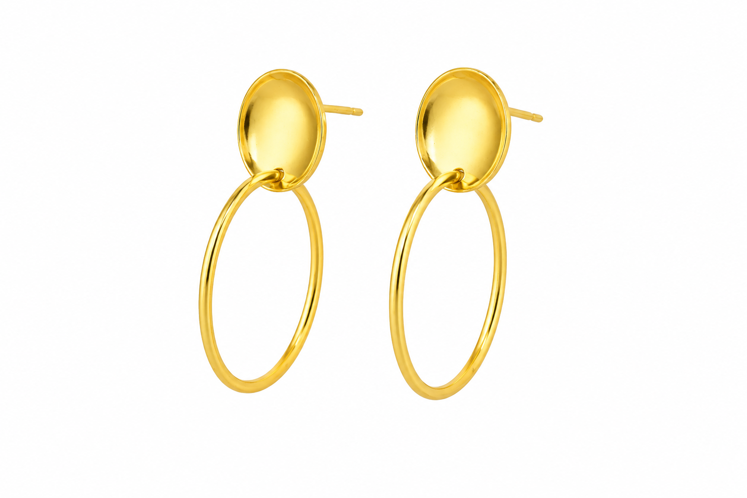 18K Gold Plated Minimalist Circle Drop Earrings