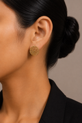 18K Gold Plated Filigree Round Stud Earrings