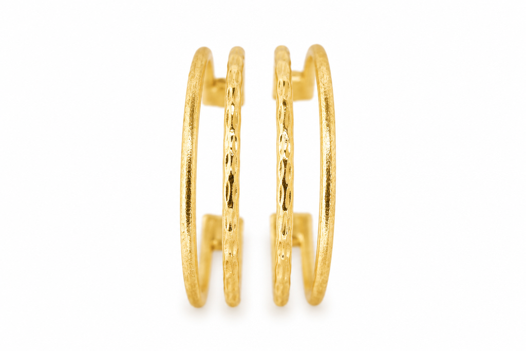 18K Gold Plated Textured Hoop Earrings