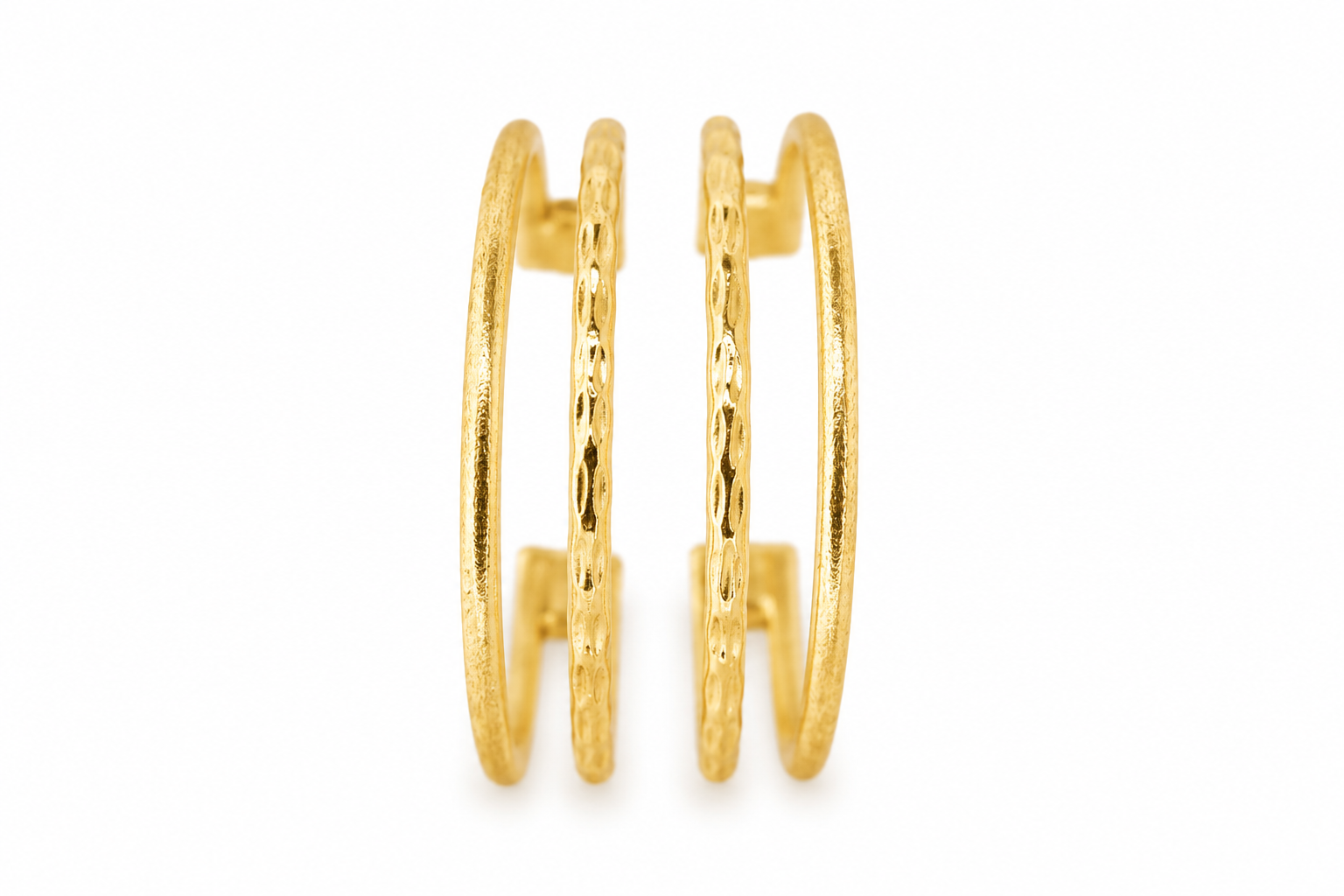 18K Gold Plated Textured Hoop Earrings