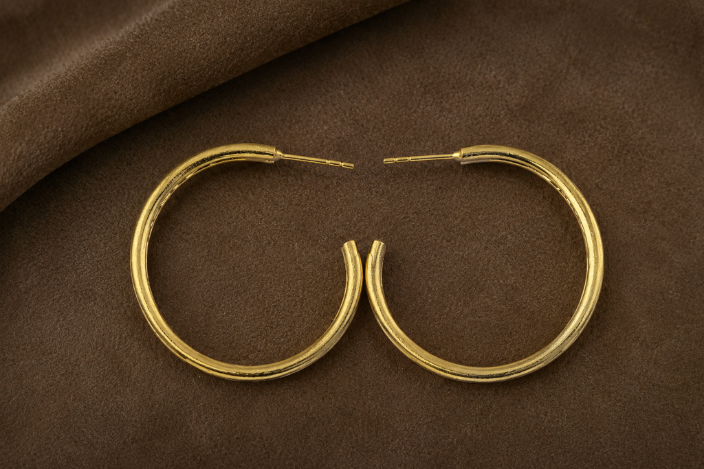 18K Gold Plated Textured Hoop Earrings