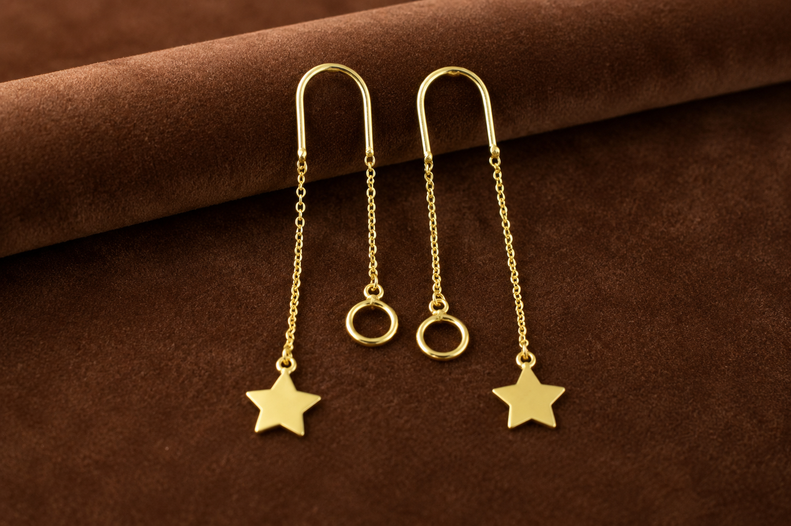 18K Gold Plated Celestial Star Threader Earrings