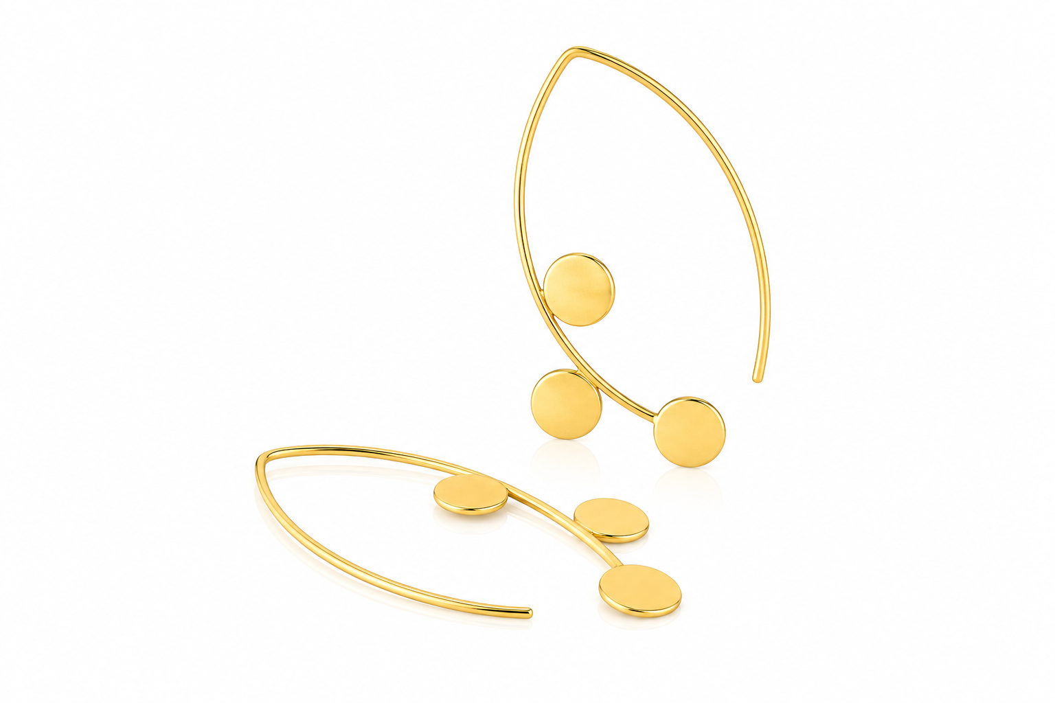 18K Gold Plated Geometric Disc Drop Earrings
