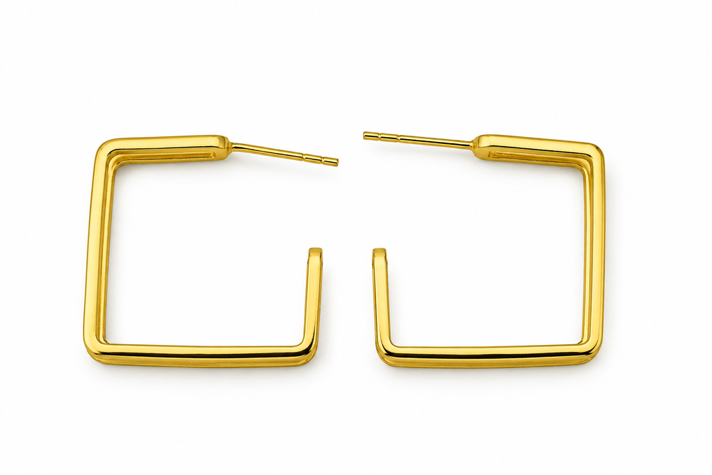 18K Gold Plated Square Hoop Earrings