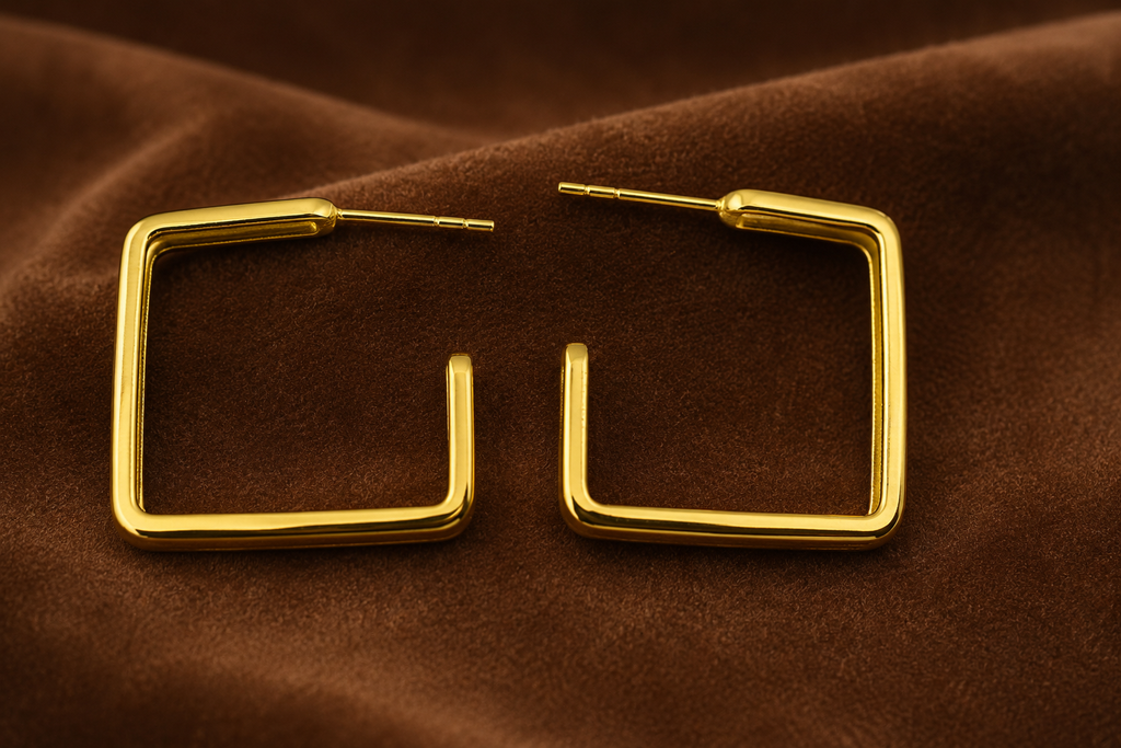18K Gold Plated Square Hoop Earrings
