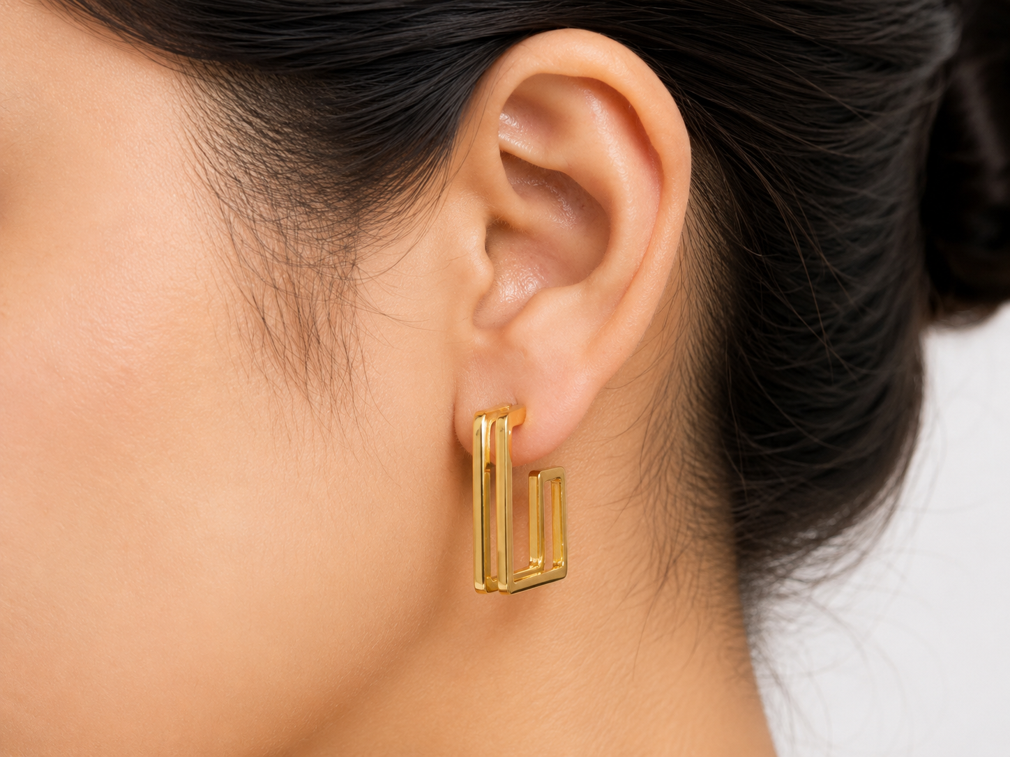 18K Gold Plated Square Hoop Earrings
