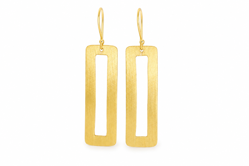18K Gold Plated Geometric Rectangle Drop Earrings