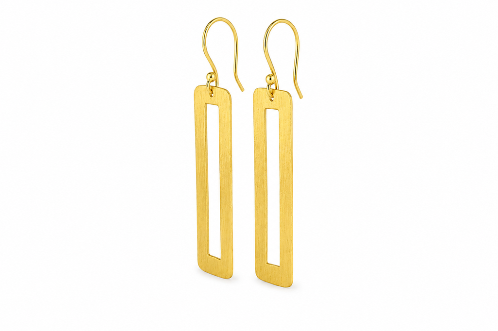 18K Gold Plated Geometric Rectangle Drop Earrings