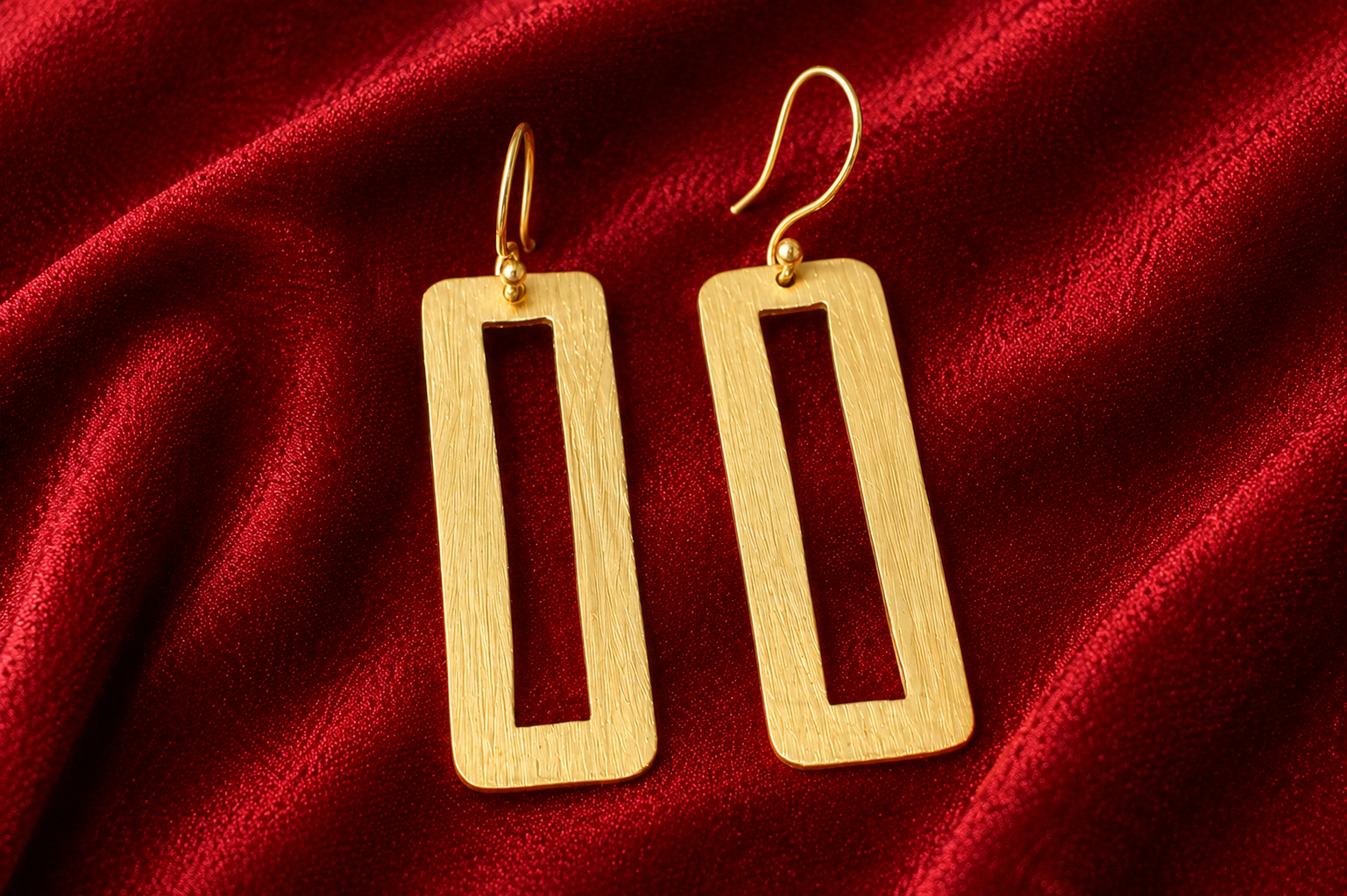 18K Gold Plated Geometric Rectangle Drop Earrings