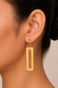 18K Gold Plated Geometric Rectangle Drop Earrings