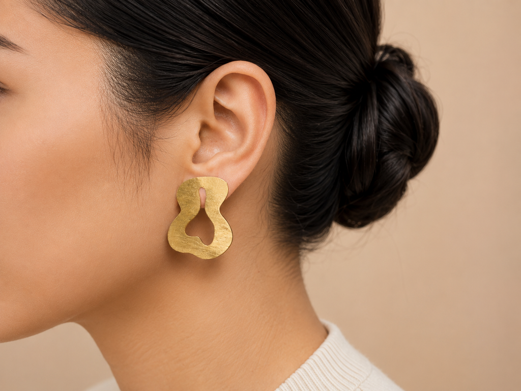18K Gold-Plated Abstract  Cut-Out Shape Earrings