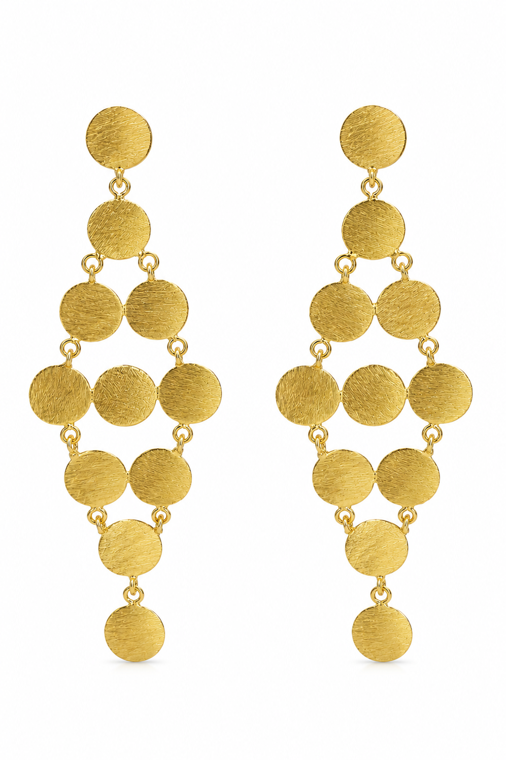 18Kt Gold Plated Brushed Gold Chandelier Earrings