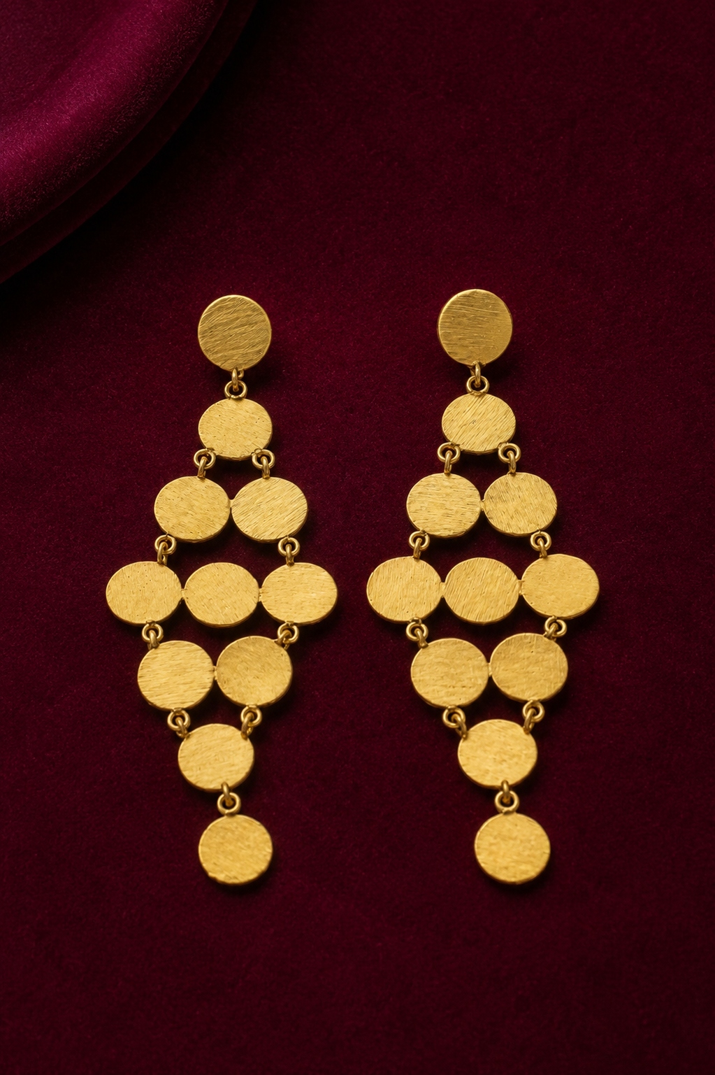 18Kt Gold Plated Brushed Gold Chandelier Earrings