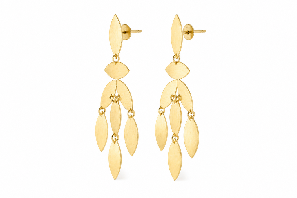 18K gold plated Leaf Cascade Statement Earrings