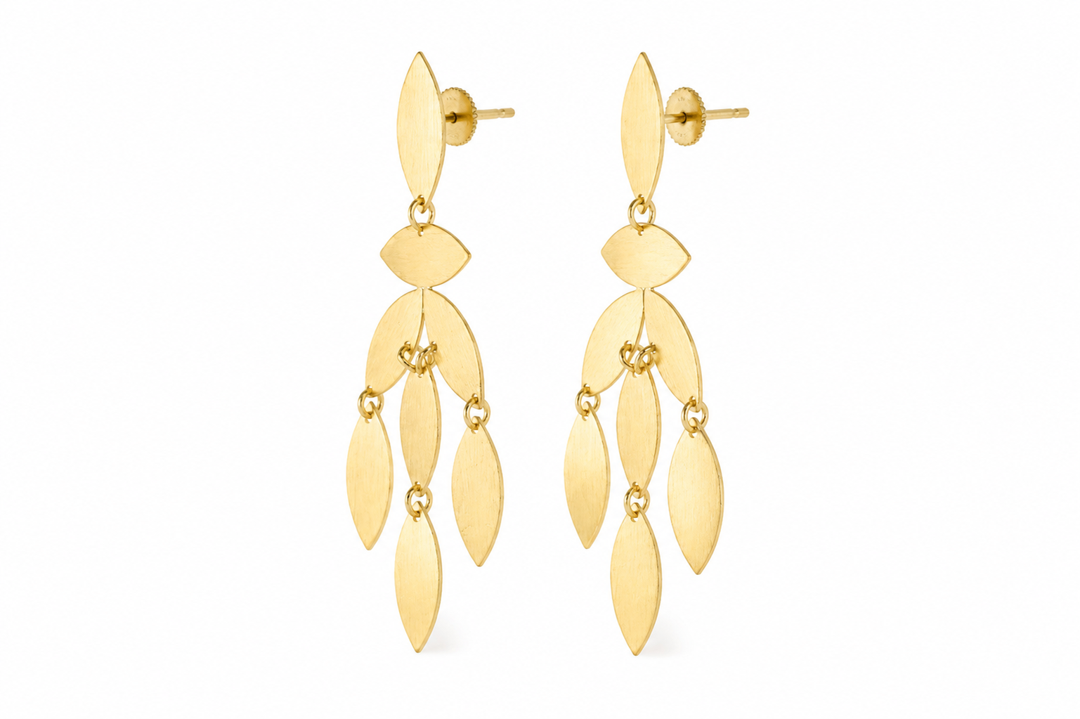 18K gold plated Leaf Cascade Statement Earrings