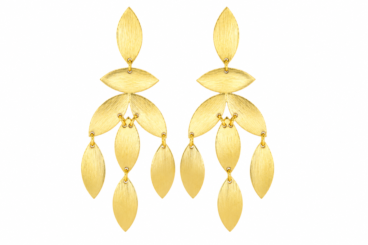 18K gold plated Leaf Cascade Statement Earrings