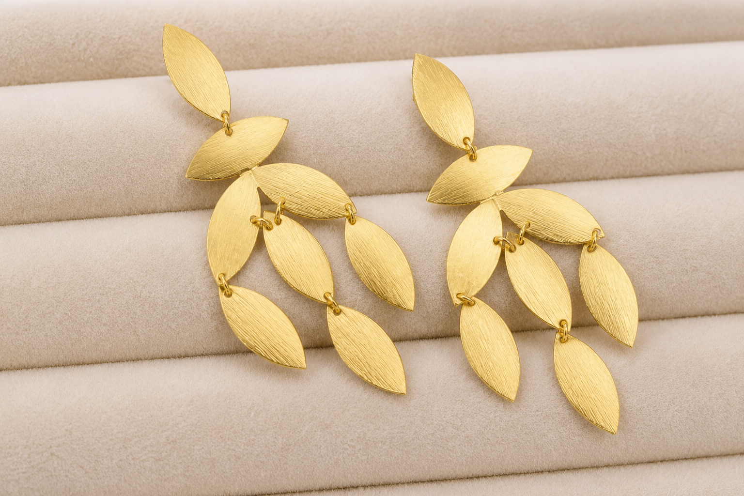 18K gold plated Leaf Cascade Statement Earrings