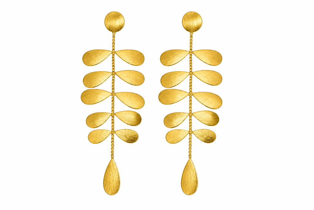 18K Gold Plated Leaf Cascade  Earrings