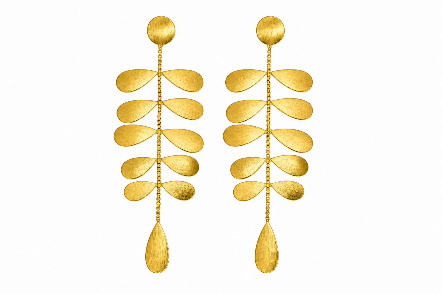 18K Gold Plated Leaf Cascade  Earrings