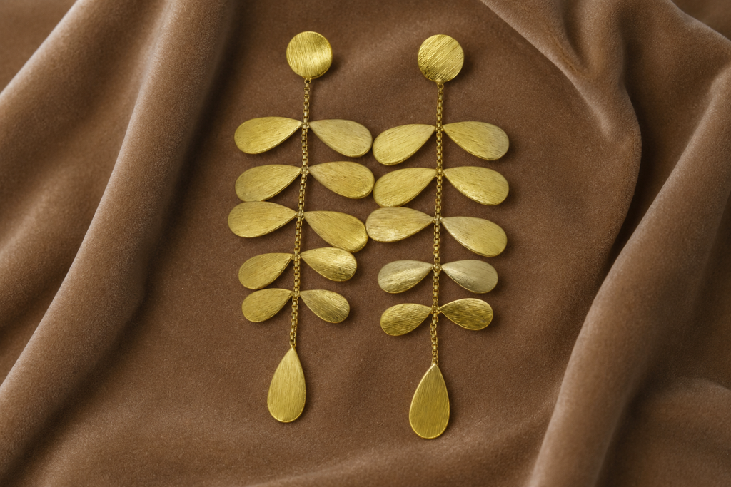 18K Gold Plated Leaf Cascade  Earrings