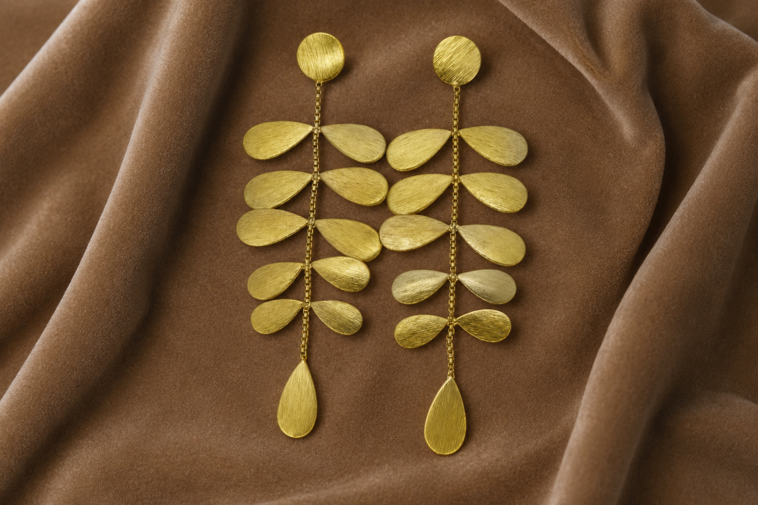 18K Gold Plated Leaf Cascade  Earrings