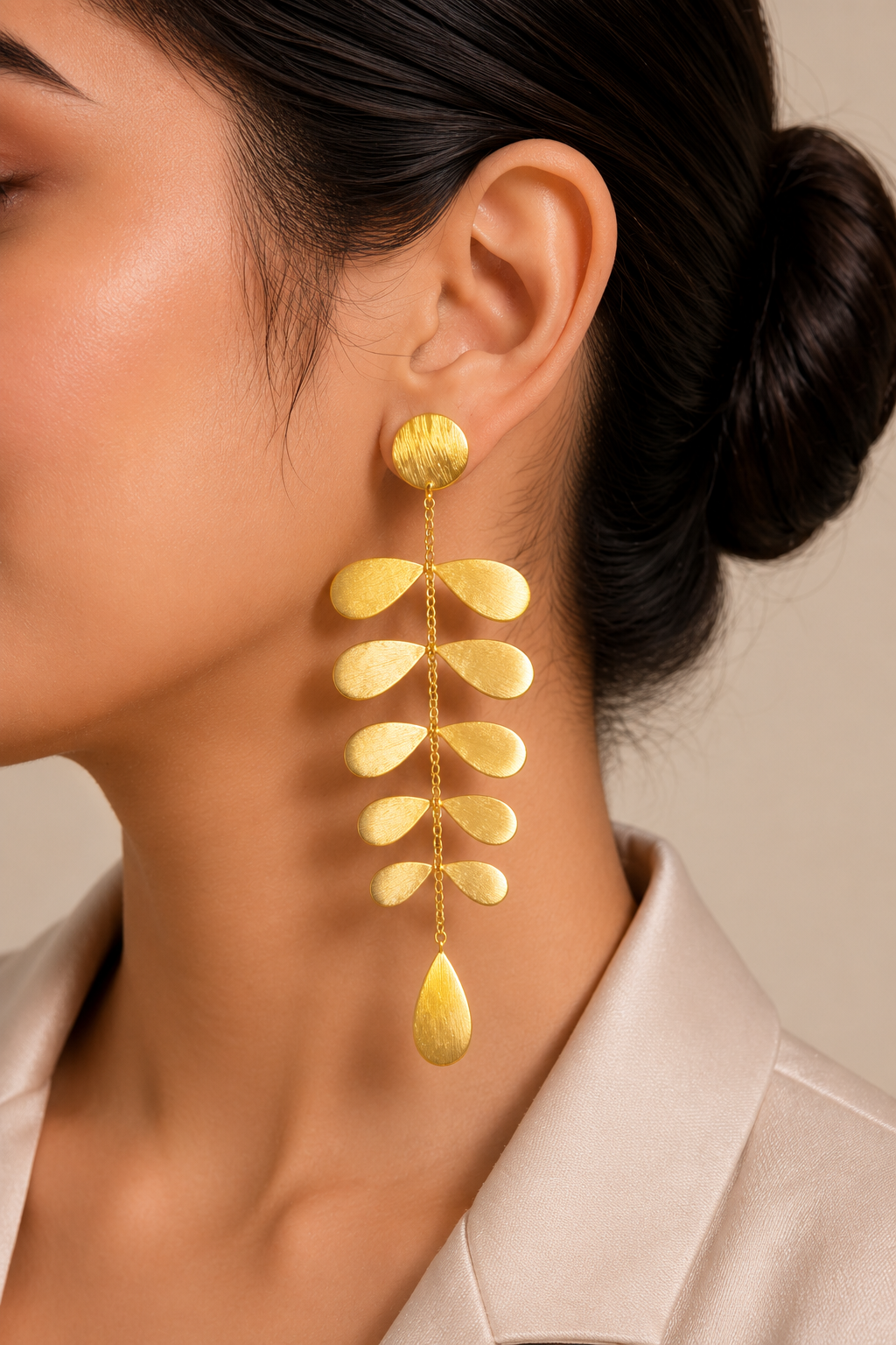 18K Gold Plated Leaf Cascade  Earrings