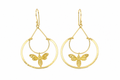 18KT Gold Plated Bee Charm Hoop Earrings