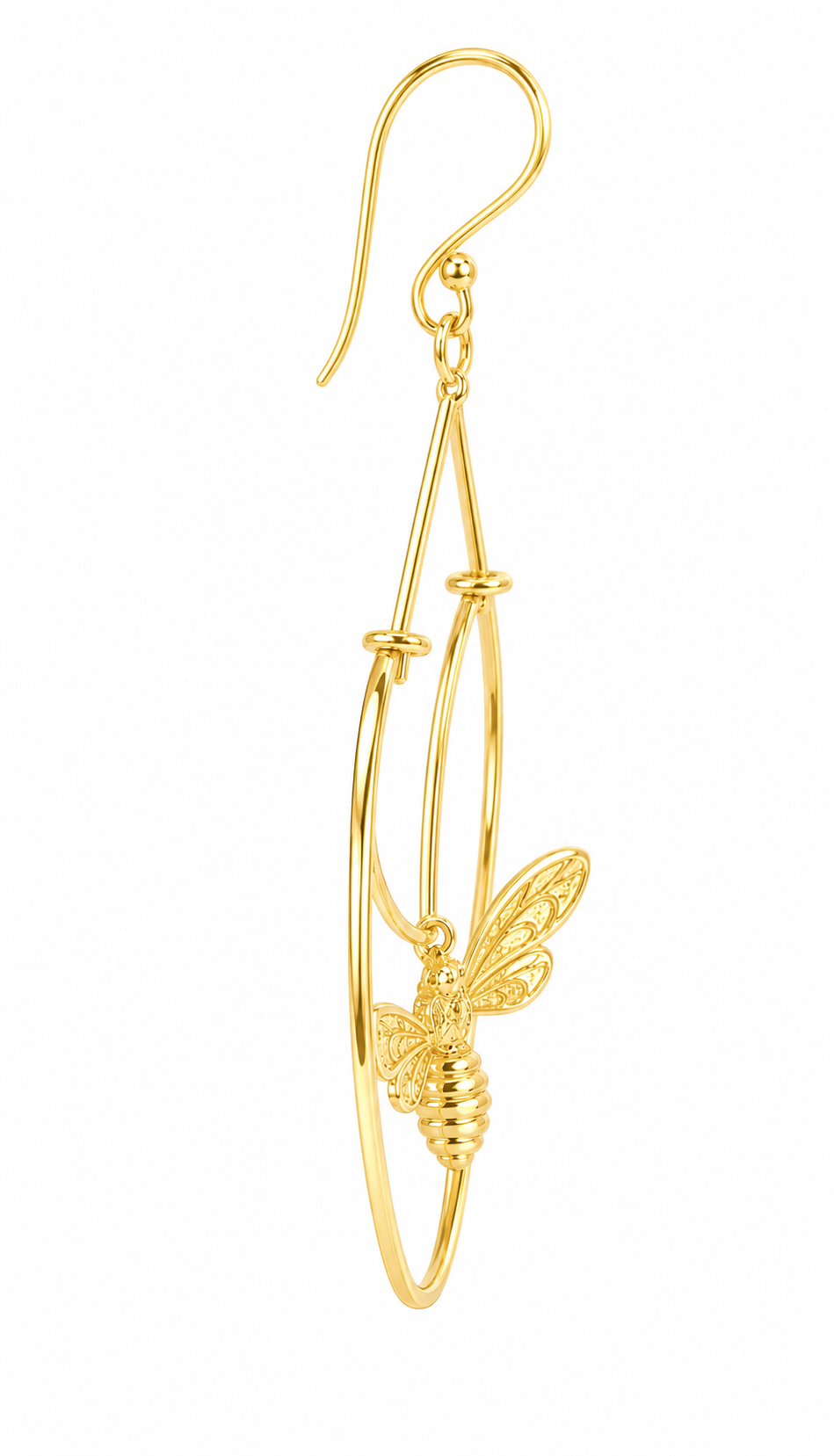 18KT Gold Plated Bee Charm Hoop Earrings