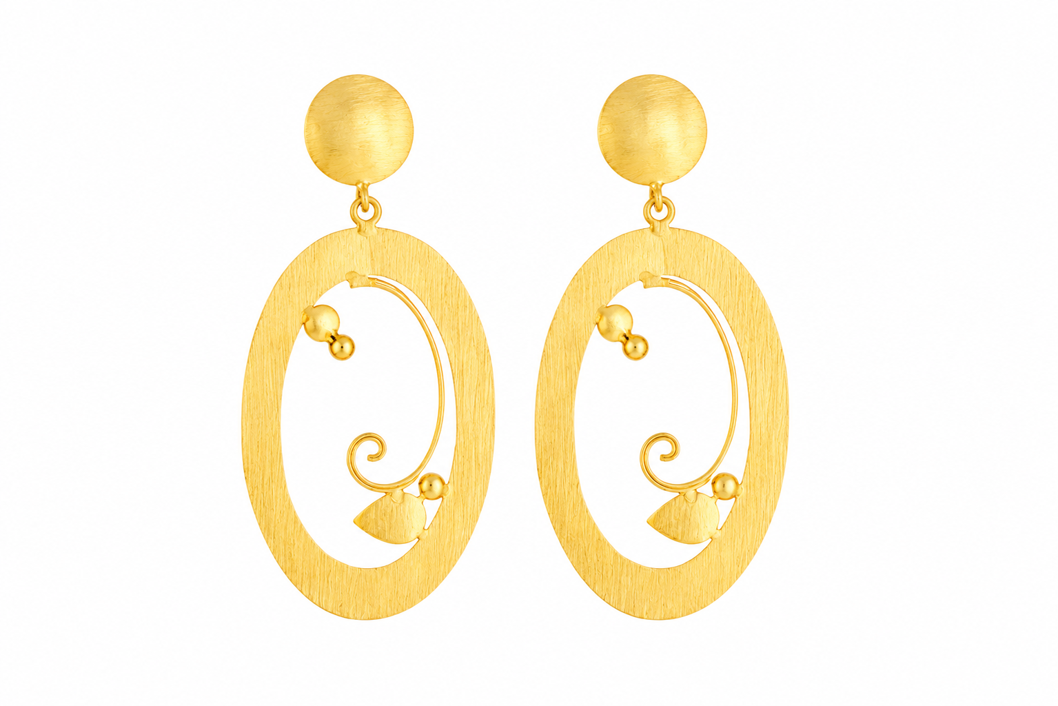 18K Gold Plated Oval Swirl  Earrings