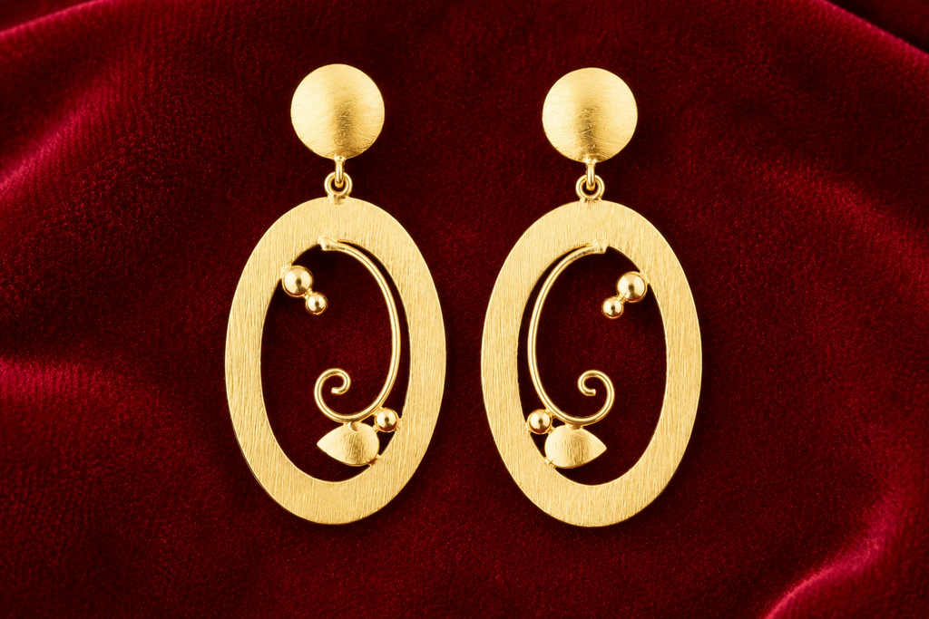 18K Gold Plated Oval Swirl  Earrings