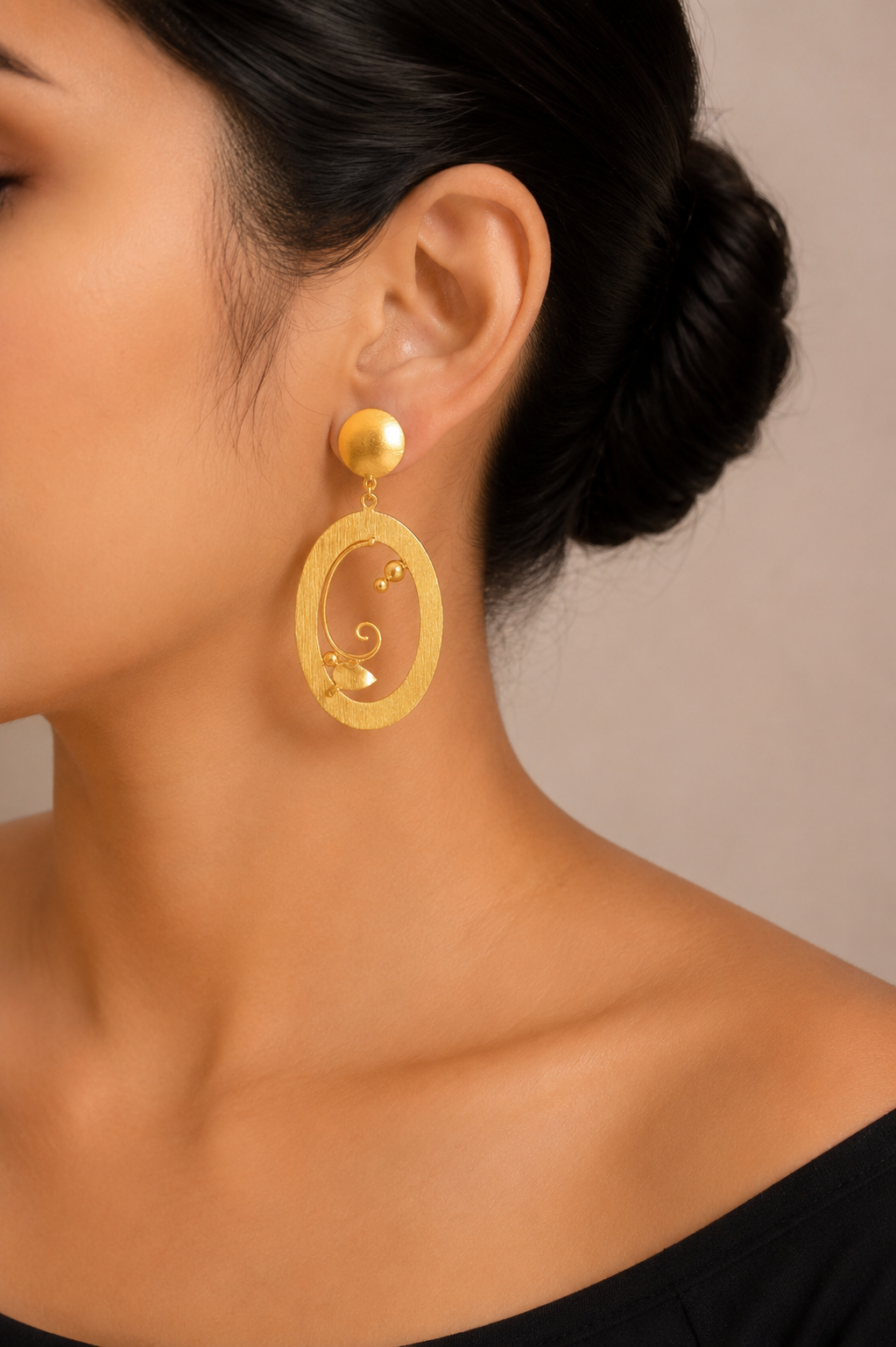 18K Gold Plated Oval Swirl  Earrings
